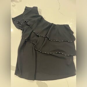Black one shoulder top - size xs